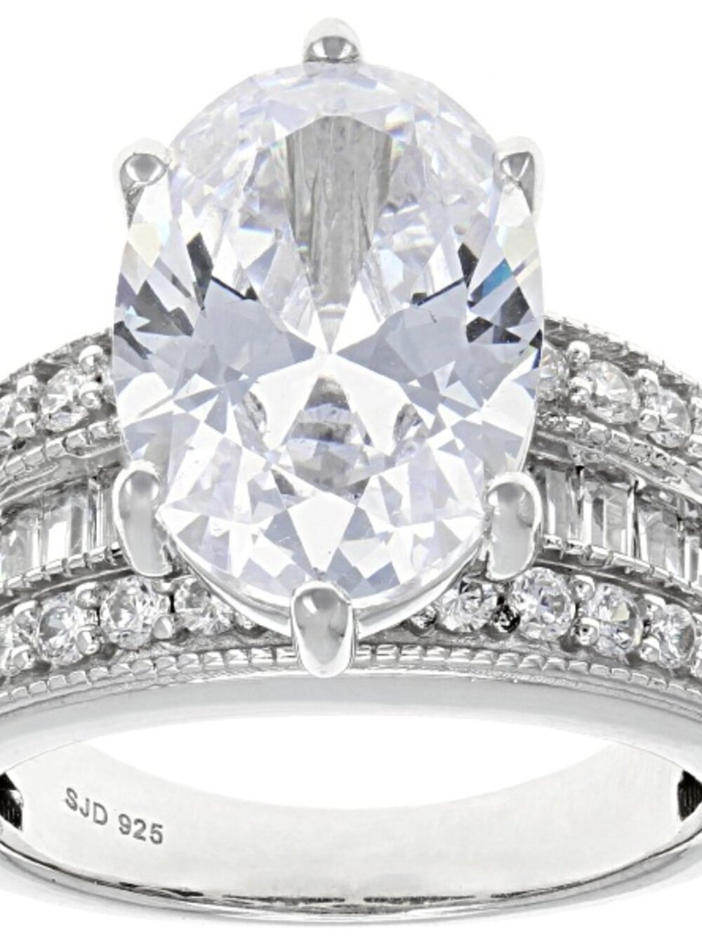 White Cubic Zirconia Rhodium Over Sterling Silver Ring 11.24ctw. Size 10